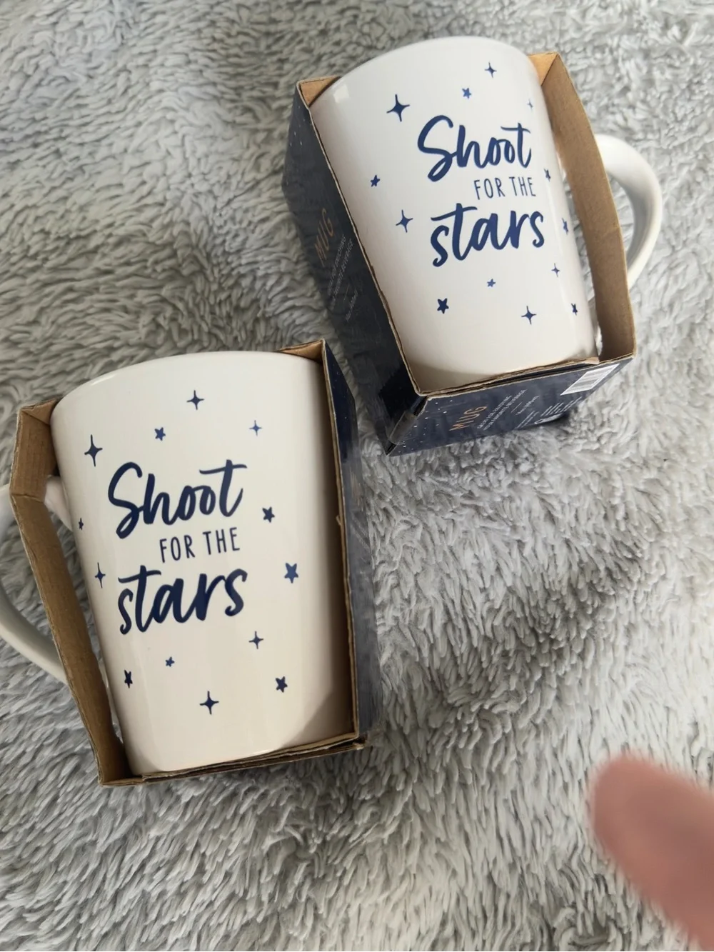 White Ceramic 'Shoot for the Stars' Mug - Set of 2